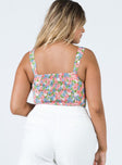 back view of model wearing Princess Polly Aleta Top Pink Floral 