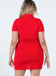 back view of model wearing Princess Polly Elody Short Sleeve Mini Dress Red 