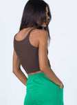 back view of model wearing Princess Polly Take Me Away Tank Top Brown 