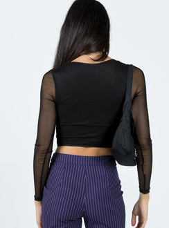 product Princess Polly Full Sleeves Square Neck  Zeena Long Sleeve Mesh Corset Black