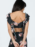 Crop top Floral print Off the shoulder design Pleated detail at bust Frill detail throughout Zip fastening at back Non-stretch