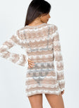 back view of model wearing Princess Polly Leah Knit Mini Dress Brown 