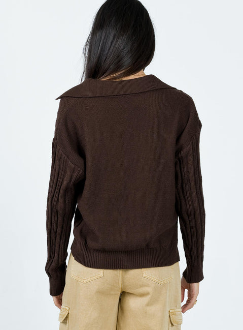 Symons Sweater Brown Princess Polly  Cropped 