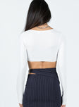 Long sleeve crop top Square neckline Thin elasticated band at waist Good stretch Lined bust 