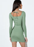 Princess Polly Sweetheart Neckline  Talisa Long Sleeve Mini Dress Green