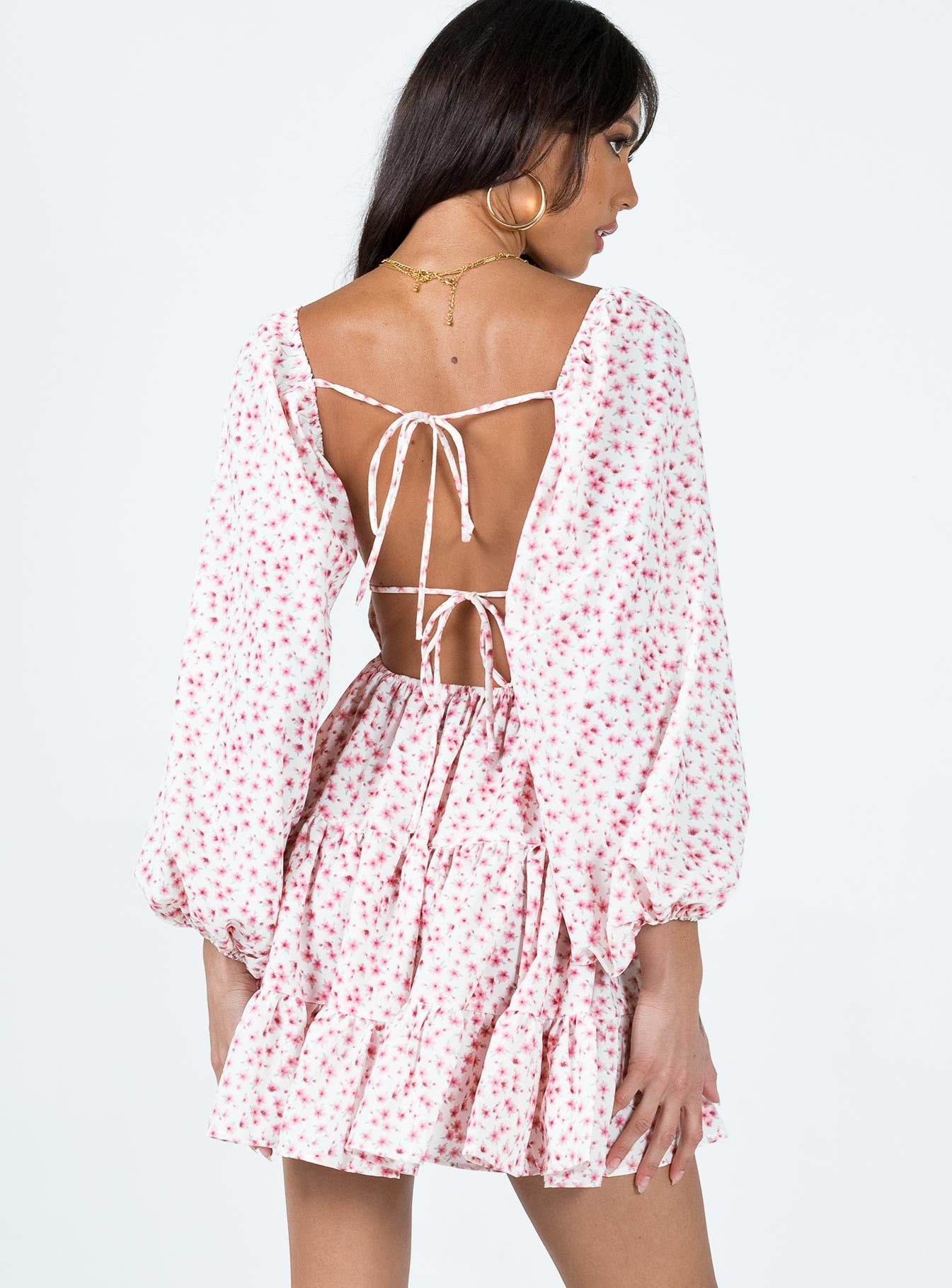 Pink long sleeve floral dress best sale