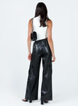 Princess Polly high-rise  Lista Faux Leather Elastic Pocket Pants Black