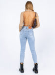 back view of model wearing Princess Polly Organic Nelson Skinny Denim Jeans High Waisted 