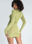 back view of model wearing Princess Polly Kylie Mini Dress Green 