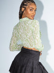 back view of model wearing Princess Polly Nayo Long Sleeve Top Green 