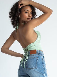 back view of model wearing Princess Polly Michelle Top Green 