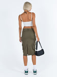 Alida Cargo Midi Skirt Olive Green Princess Polly  Mini 