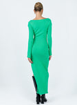 Princess Polly Scoop Neck  Herald Long Sleeve Midi Dress Sage