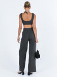 Two piece set Crop top Twist detail at bust Invisible zip fastening at side Pants Belt looped waist  Front button and zip fastening  Twin hip pockets