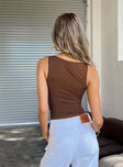 Brown top Plunging neckline 