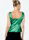 product Princess Polly Sleeveless Asymmetric Neckline  Berlin Satin Top Green