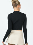 Long sleeve top Rib knit material  High neck Keyhole cut out at front