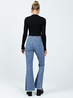product Princess Polly High Waisted  Bolsena Flared Mid Wash Denim Jean