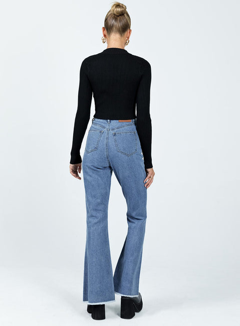 product Princess Polly High Waisted  Bolsena Flared Mid Wash Denim Jean