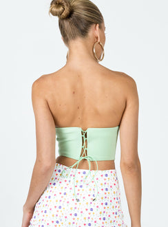 back view of model wearing Princess Polly Carlie Top Green 