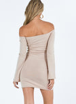 product Princess Polly High Neck  Messel Off The Shoulder Mini Dress Beige