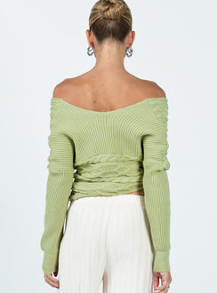 Tamas Wrap Front Sweater Sage Princess Polly  Cropped 