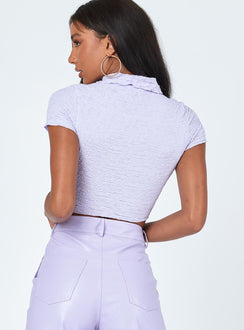 back view of model wearing Princess Polly Imani Top Lilac 