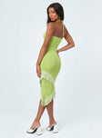 back view of model wearing Princess Polly Tropicana Midi Dress Green 