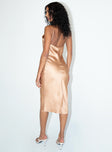 back view of model wearing Princess Polly Betta Vanore Midi Dress Champagne 