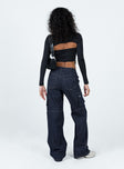 product Princess Polly High Waisted  Paige Mid Rise Cargo Jean Dark Wash Denim