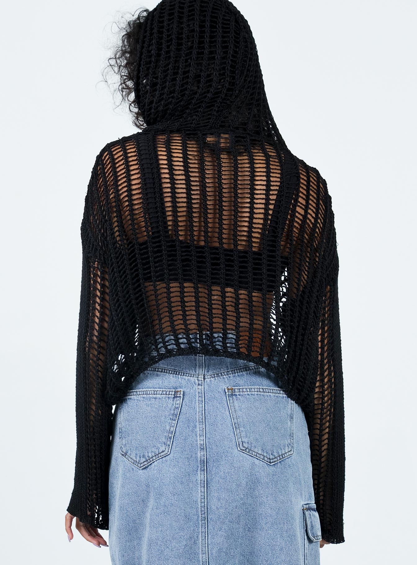 The Kennedy Hoodie Black Princess Polly  Cropped 