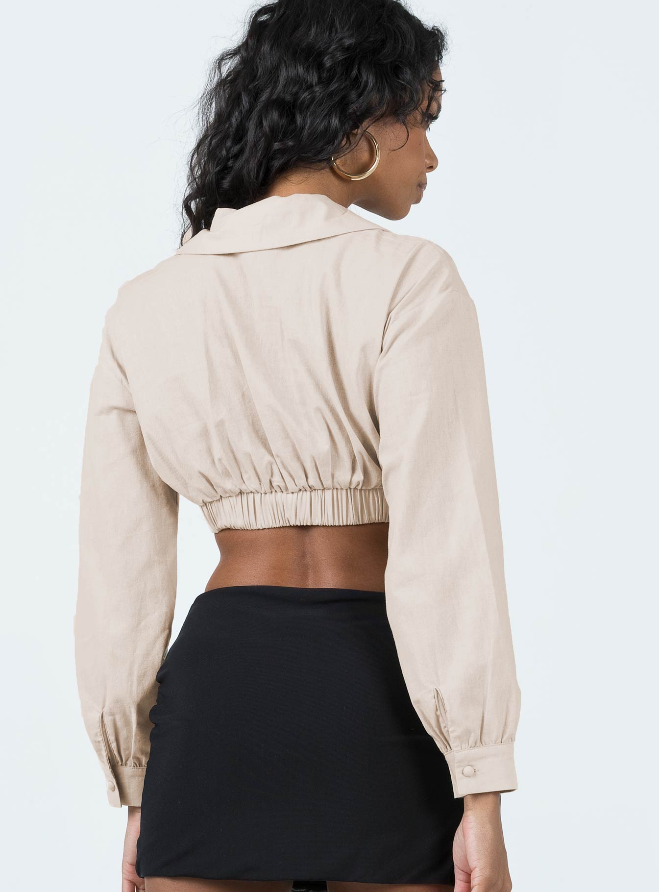 product Princess Polly Full Sleeves Square Neck  Zaxton Long Sleeve Top Beige