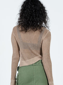 Indianna Sweater Beige Princess Polly  Cropped 