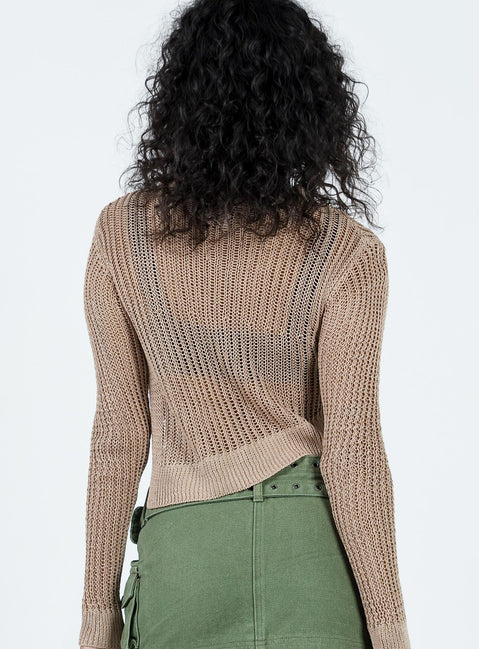 Indianna Sweater Beige Princess Polly  Cropped 