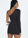 Princess Polly Asymmetric Neckline  Tomer One Shoulder Mini Dress Black