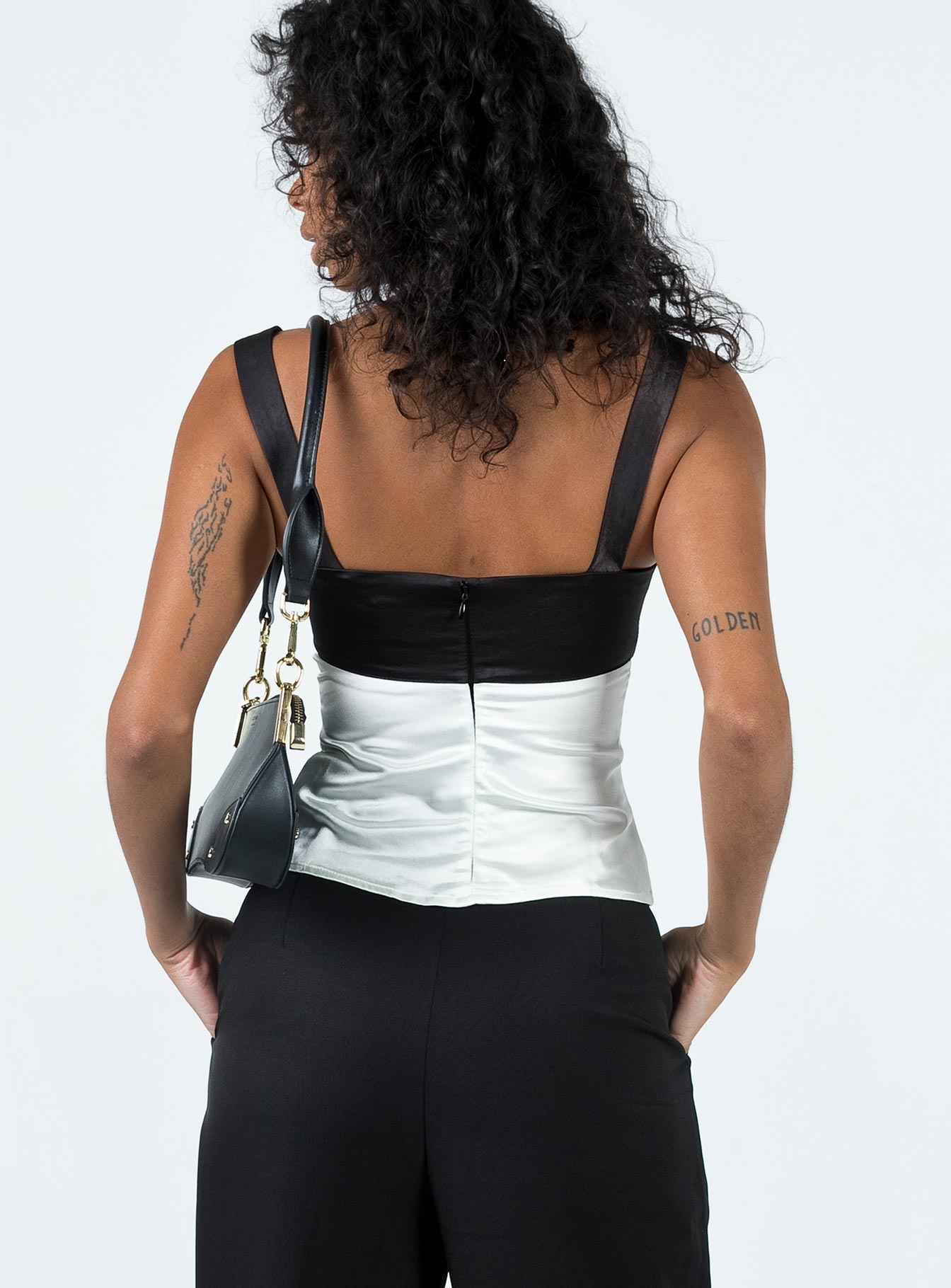 product Princess Polly Sleeveless Square Neck  Chantell Top Black / Cream