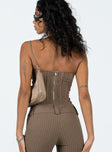 product Princess Polly Sleeveless Square Neck  Kyana Corset Pinstripe Brown