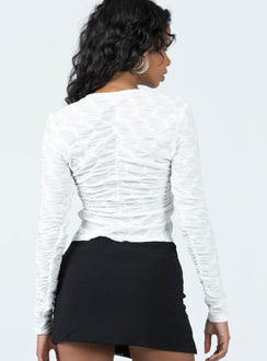 product Princess Polly Full Sleeves High Neck  Kalifornia Tie Top Ghost White