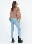 back view of model wearing Princess Polly Attica Knee Rip Denim Jeans Mid Rise 