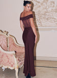 Princess Polly Sweetheart Neckline  Cassady Off The Shoulder Maxi Dress Purple