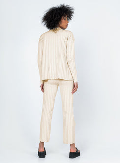 Matching set  Relaxed fit Princess Polly Exclusive 63% recycled polyester 25% polyester 12% nylon Heavy wide ribbed material  Long sleeve button up top   Twin front pockets  High waisted pants  Elasticated waistband Slim leg  Raw-edge hem 