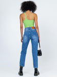 back view of model wearing Princess Polly Khaled Skinny Mid Wash Denim Jeans High Waisted 