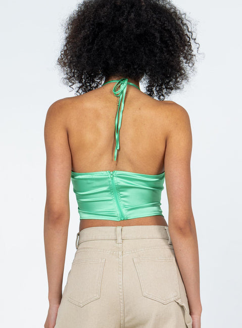 back view of model wearing Princess Polly Durante Top Green 