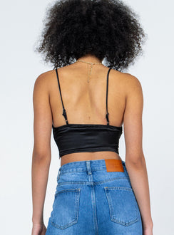 back view of model wearing Princess Polly Willowvale Top Black 