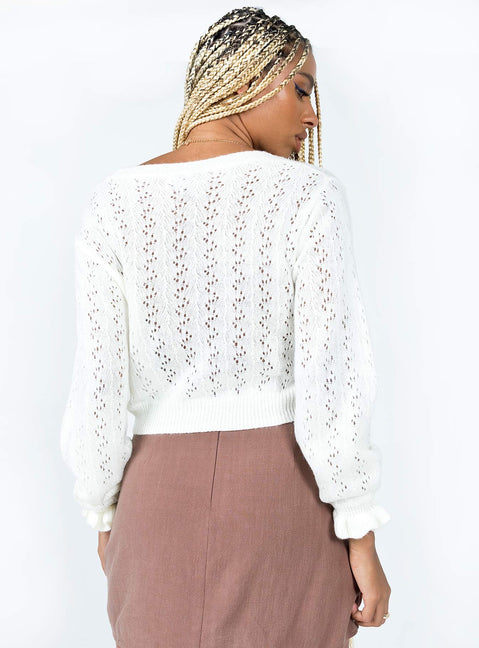 Lyric Cropped Cardigan White Cropped 