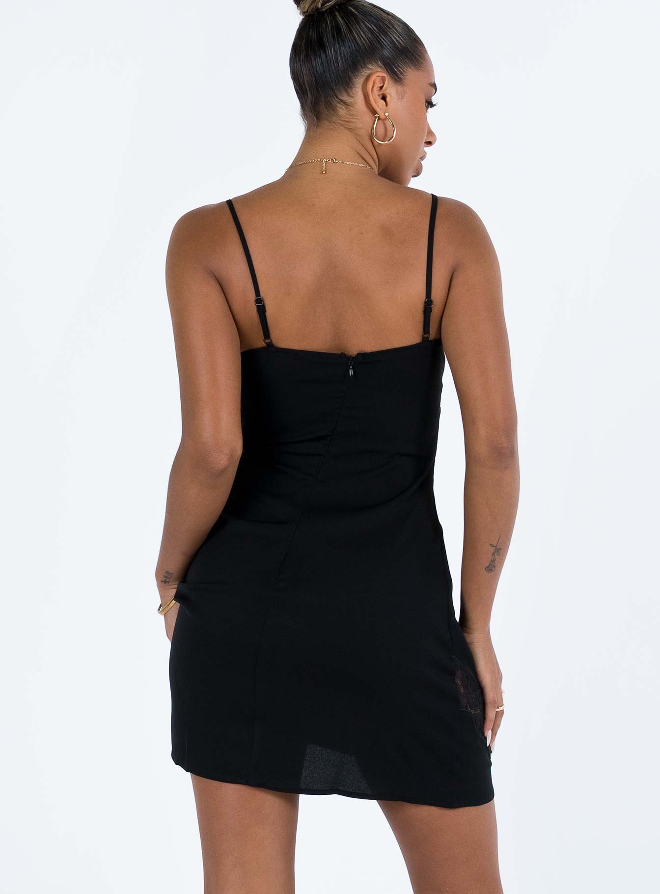 product Princess Polly Asymmetric Neckline  Agnola  Lace Trim Mini Dress Black