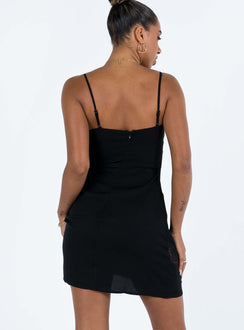 product Princess Polly Asymmetric Neckline  Agnola  Lace Trim Mini Dress Black