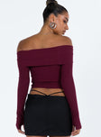 product Morley Off Shoulder Sweater Burgundy Princess Polly  Cropped 