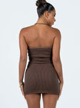 Princess Polly Square Neck  Flow Strapless Mini Dress Brown