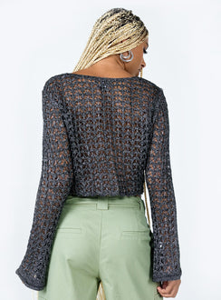 product Princess Polly Full Sleeves Scoop Neck  Mystical Long Sleeve Top Black